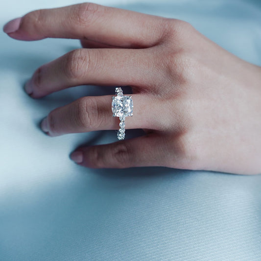 3 CT Cushion Pave Moissanite Engagement Ring