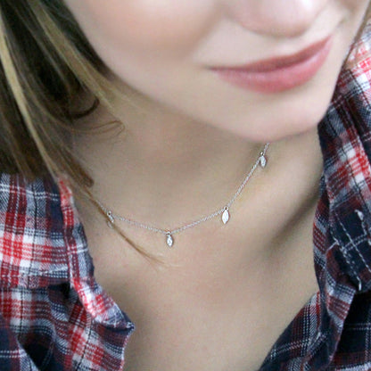0.10 CT Round Shaped Moissanite Necklace In Multi Stone Design