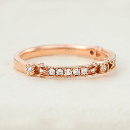 0.15 TCW Round Milgrain Moissanite Wedding Band