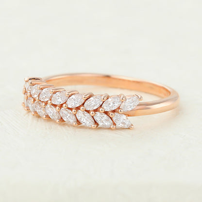0.72 TCW Marquise Half Eternity Moissanite Wedding Band