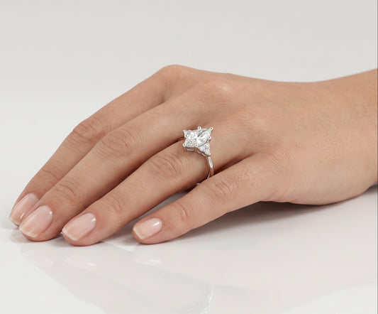 0.5 CT Marquise Vintage Moissanite Engagement Ring