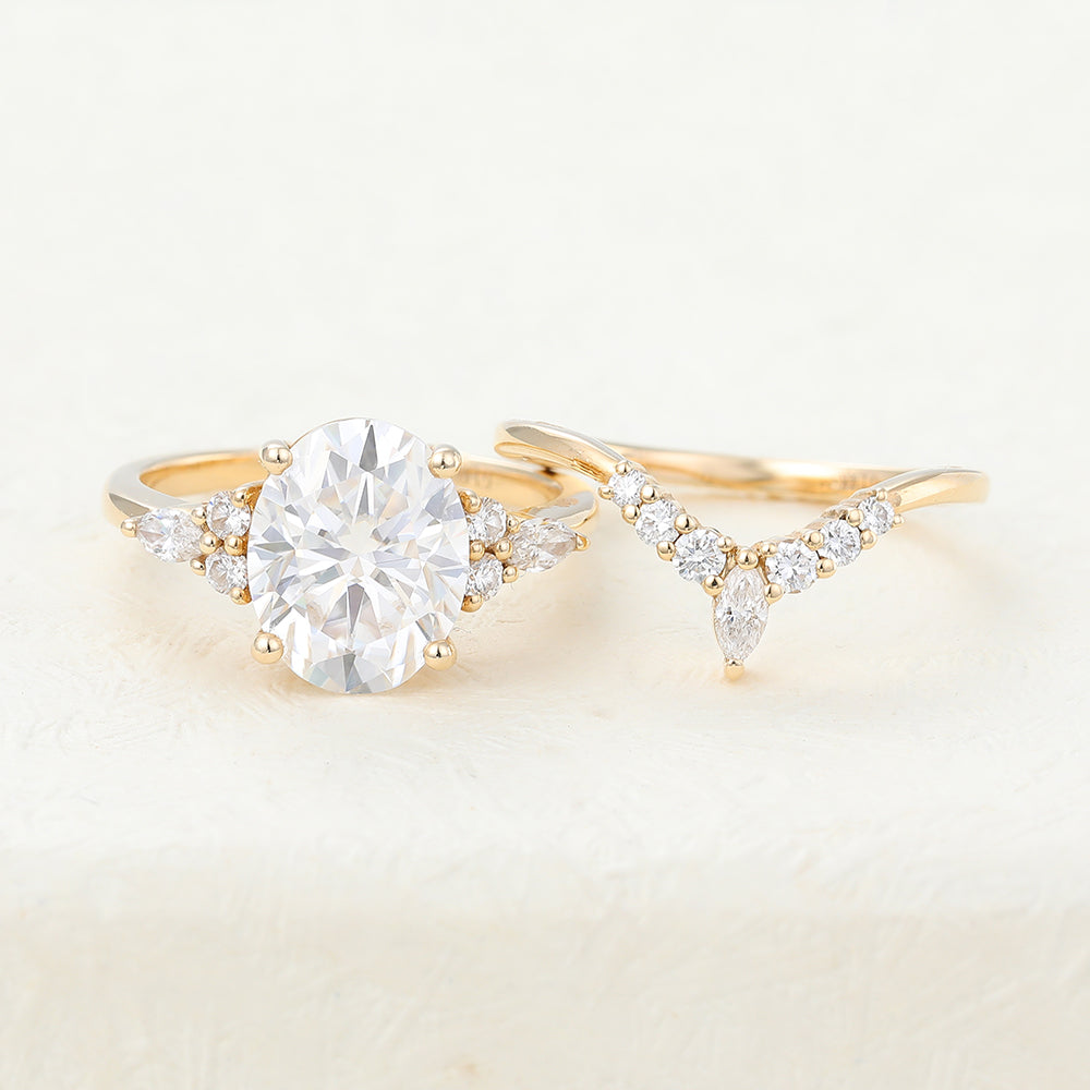 3 CT Oval Cluster Moissanite Bridal Set