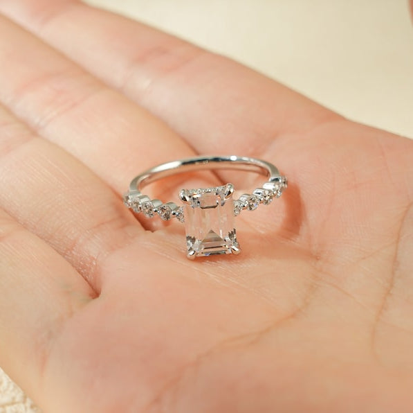 2.0 CT Emerald Pave Moissanite Engagement Ring