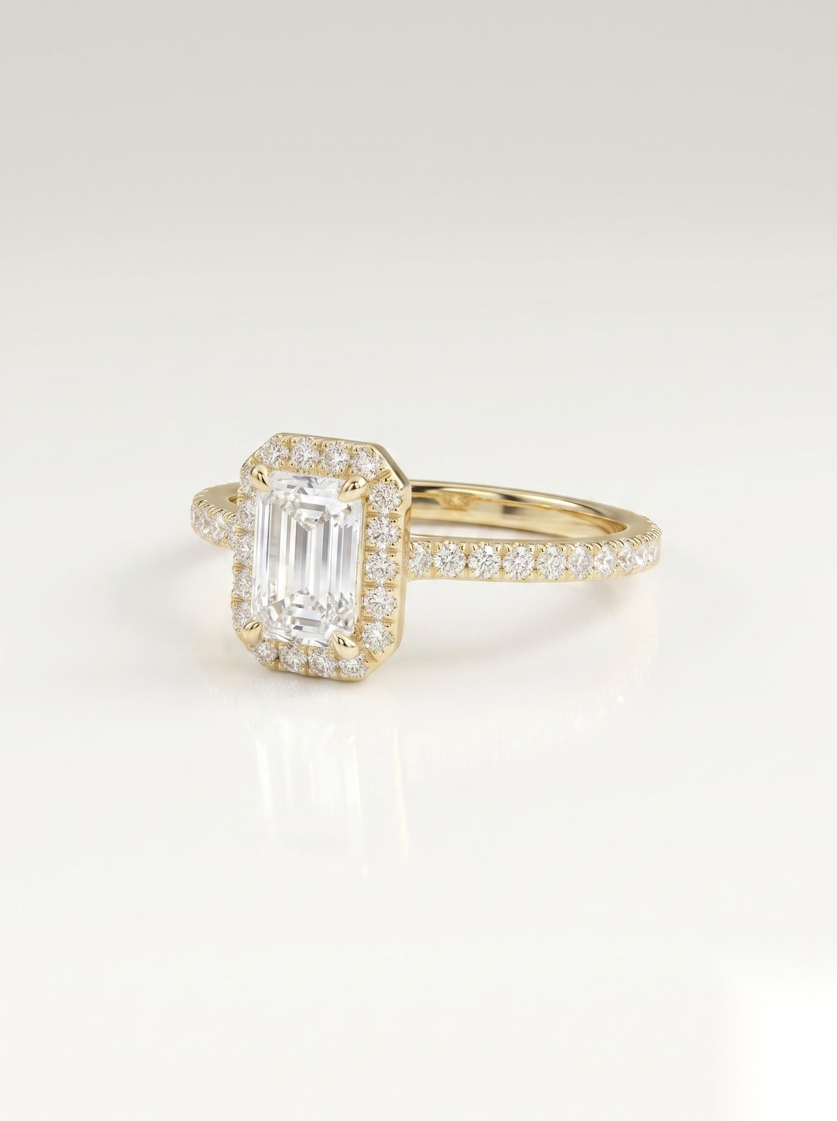 0.5 CT Emerald Halo & Pave Moissanite Engagement Ring