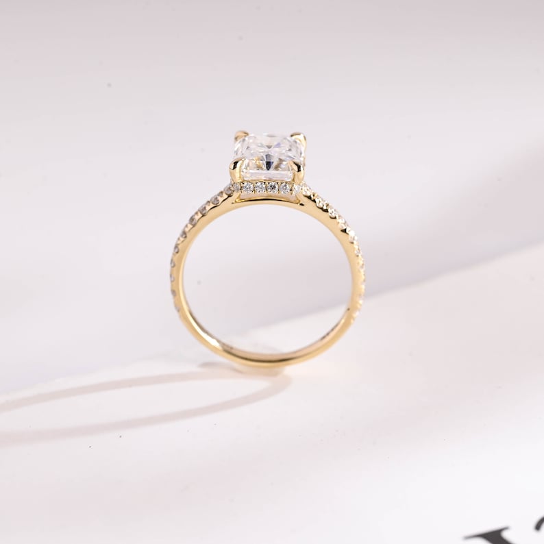 2.0 CT Radiant Pave Moissanite Engagement Ring