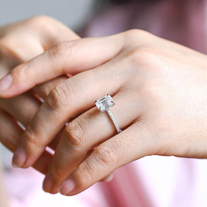 2.0 CT Emerald Pave Moissanite Engagement Ring