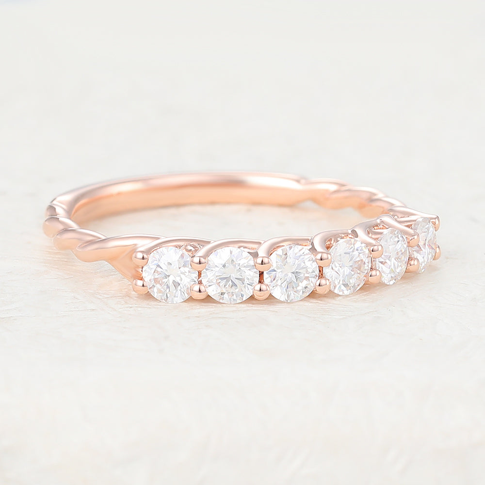 0.6 TCW Round Half Eternity Moissanite Wedding Band