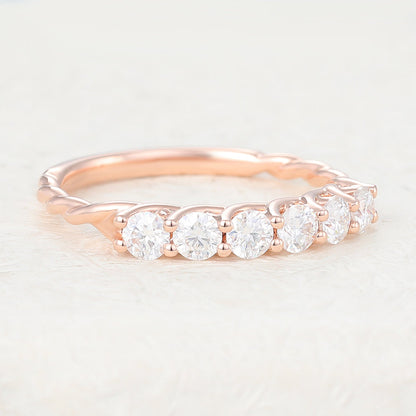 0.6 TCW Round Half Eternity Moissanite Wedding Band