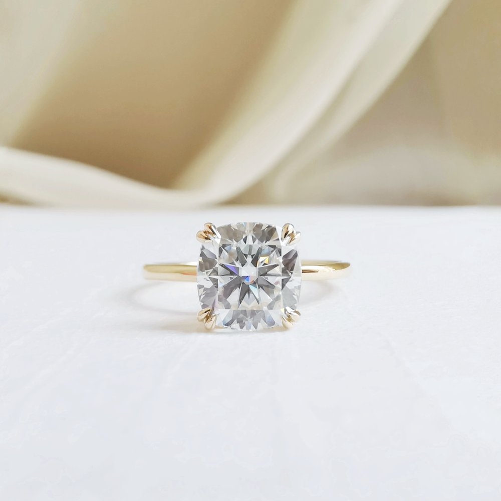 1.5 CT Cushion Solitaire Moissanite Engagement Ring
