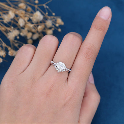 1.21 CT Cushion Cluster Moissanite Bridal Set