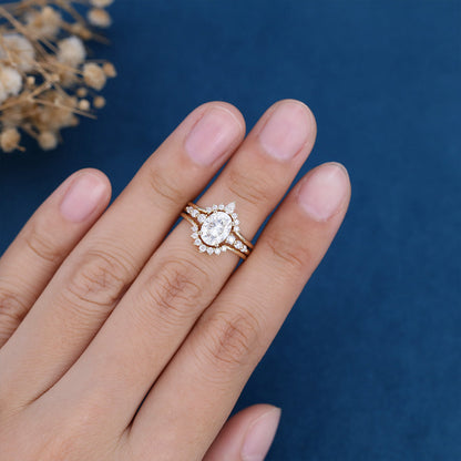 1.33 CT Oval Cluster Moissanite Bridal Set