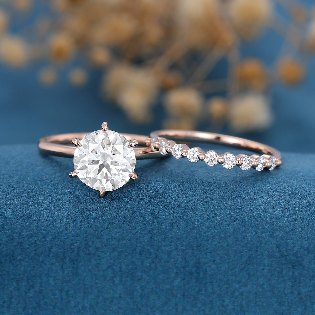 1.9 CT Round Solitaire Moissanite Bridal Set