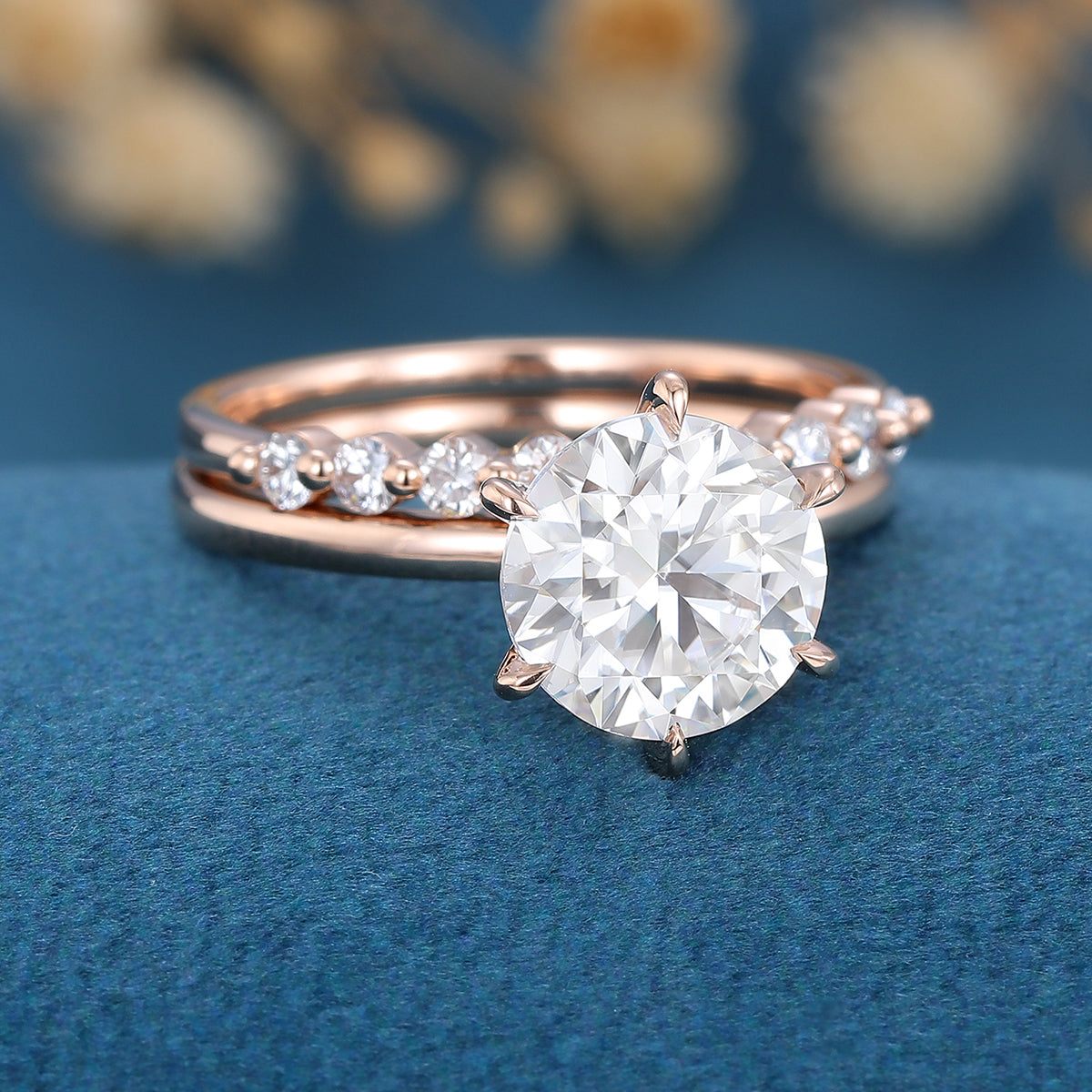 1.9 CT Round Solitaire Moissanite Bridal Set
