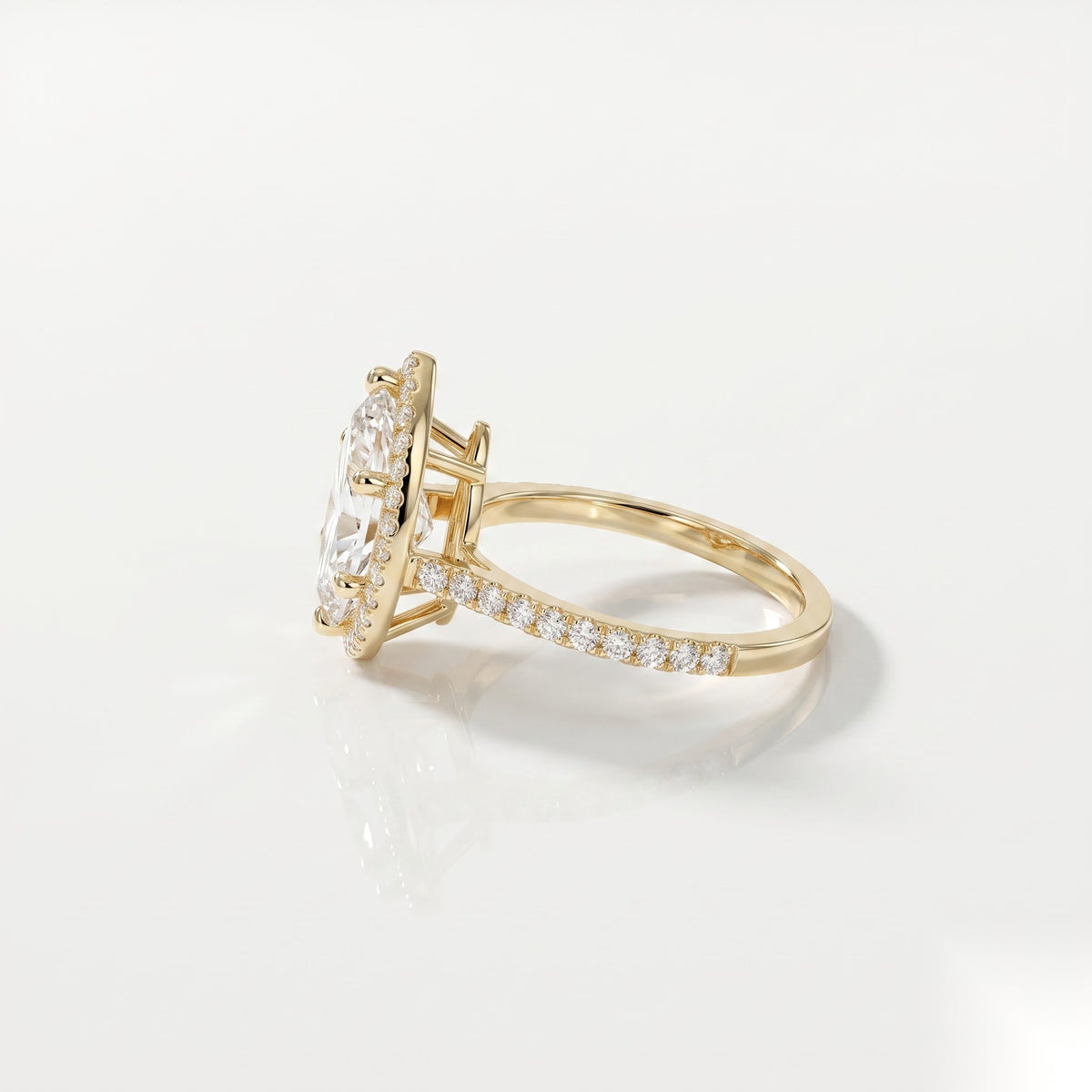 3 CT Pear Halo & Pave Moissanite Engagement Ring