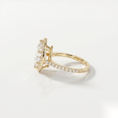 3 CT Pear Halo & Pave Moissanite Engagement Ring