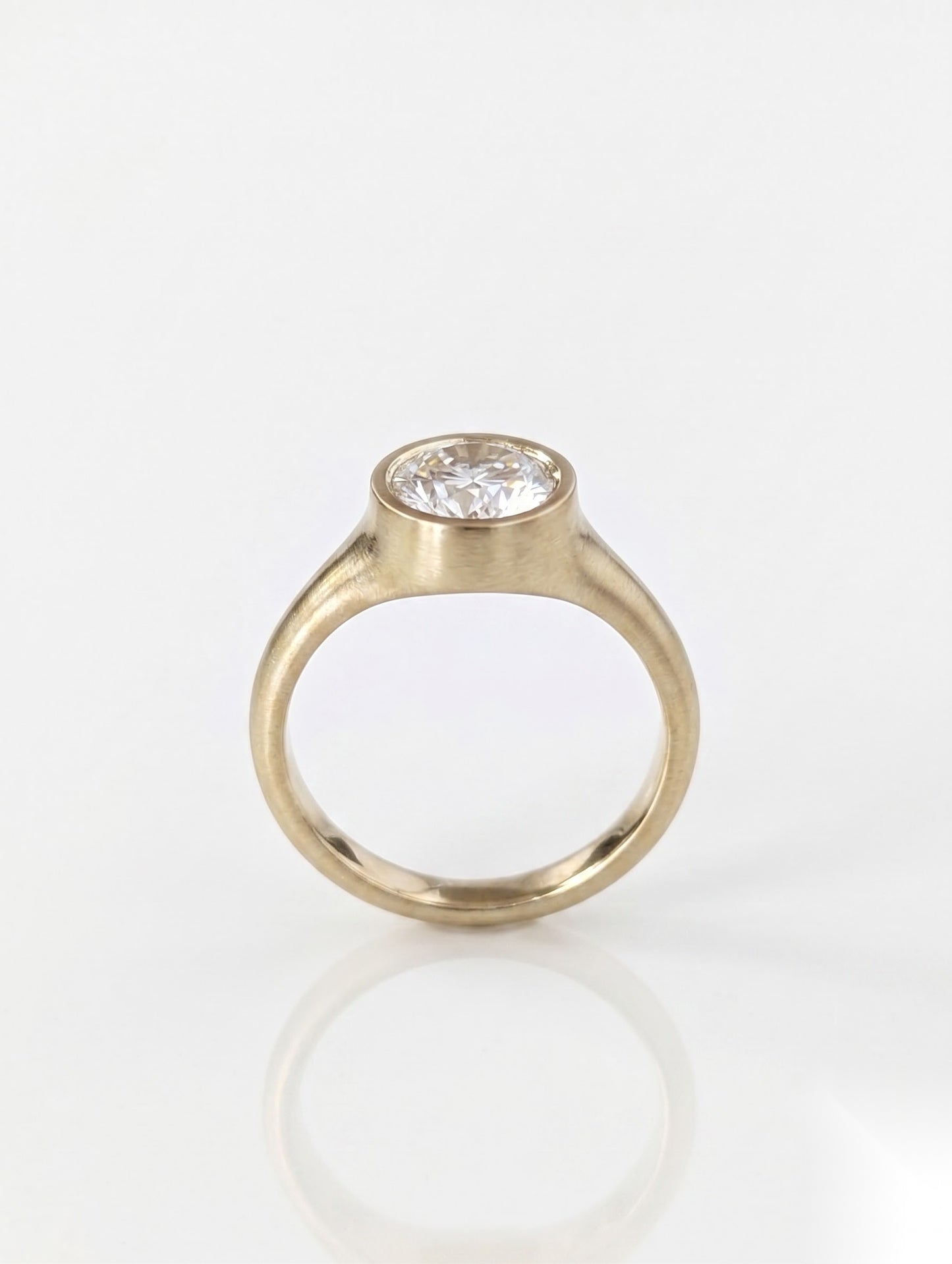 1 CT Round Bezel Solitaire Moissanite Engagement Ring
