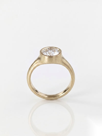 1 CT Round Bezel Solitaire Moissanite Engagement Ring