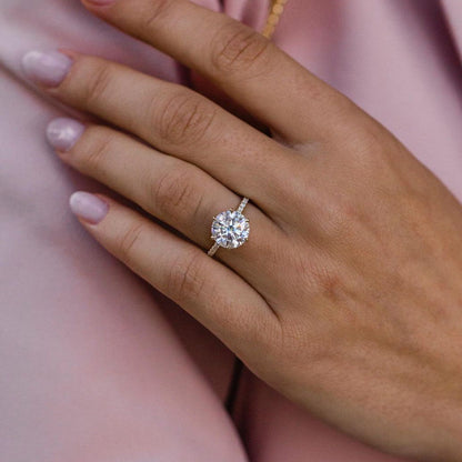 2.75 CT Round Hidden Halo & Pave Moissanite Engagement Ring