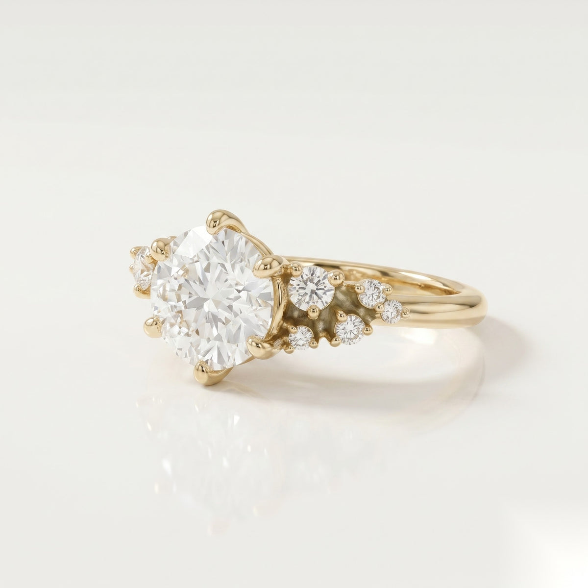 1.5 CT Round Cluster Moissanite Engagement Ring