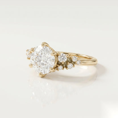1.5 CT Round Cluster Moissanite Engagement Ring