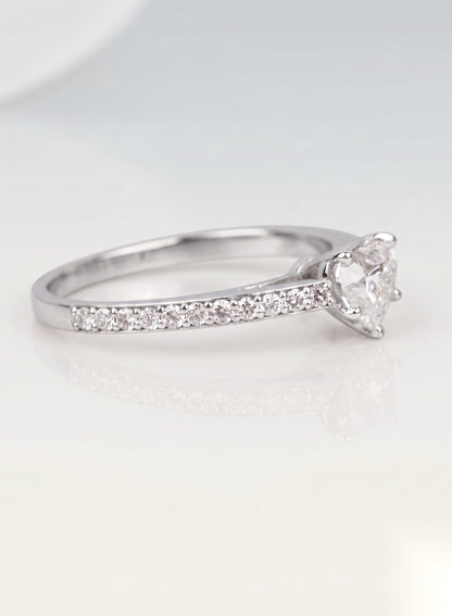 0.75 CT Heart Pave Moissanite Engagement Ring