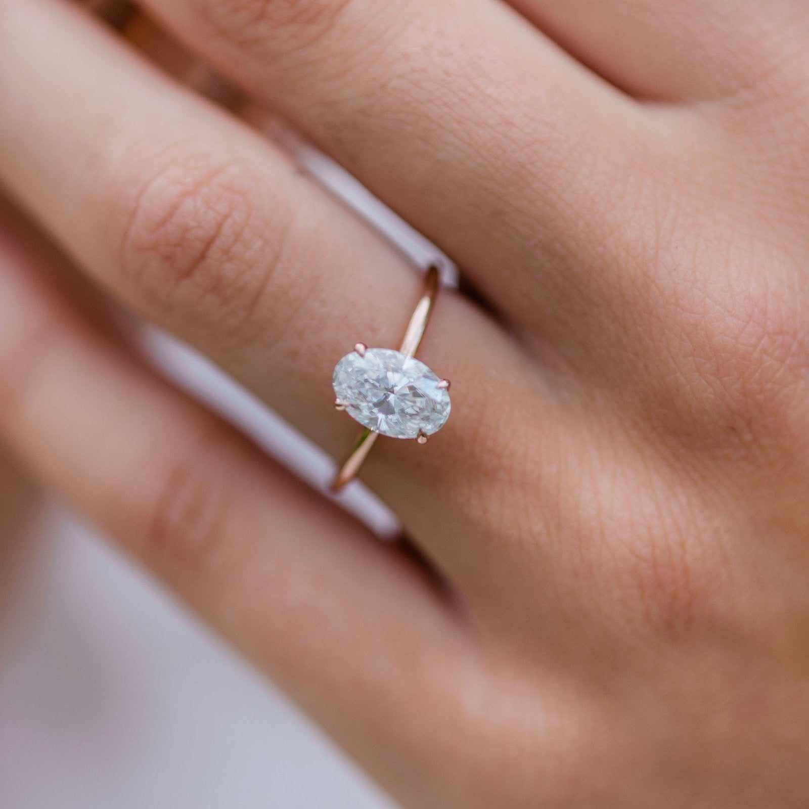 1.85 CT Oval Solitaire Moissanite Engagement Ring