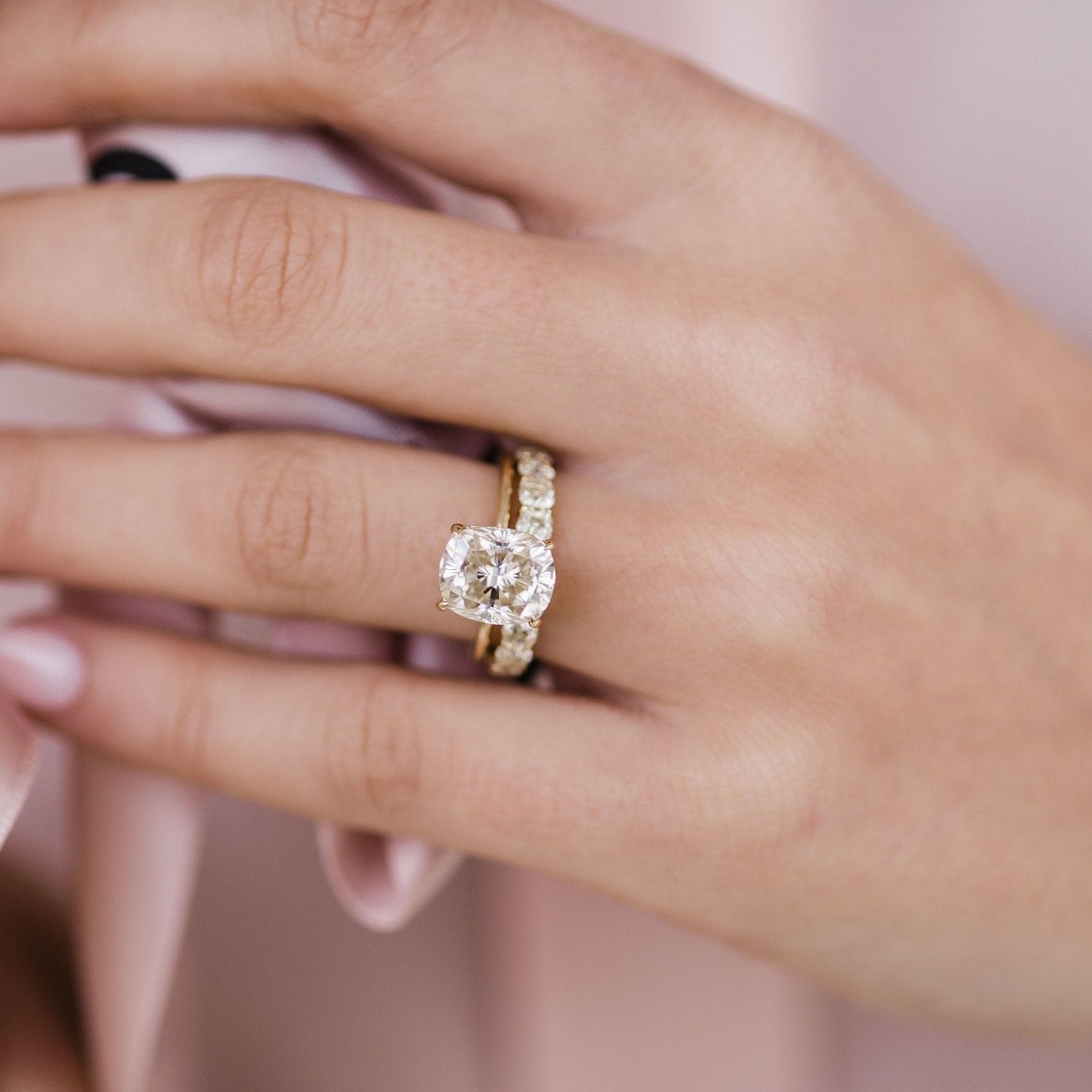 3.15 CT Elongated Cushion Solitaire Moissanite Engagement Ring