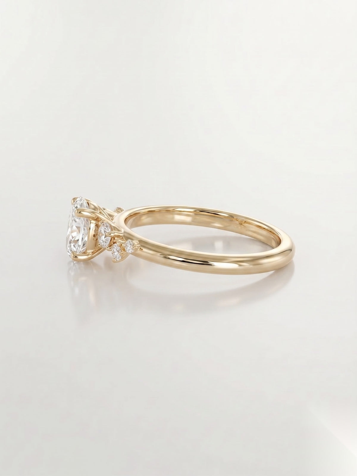 0.75 CT Oval Dainty Pave Moissanite Engagement Ring