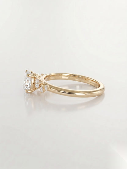 0.75 CT Oval Dainty Pave Moissanite Engagement Ring