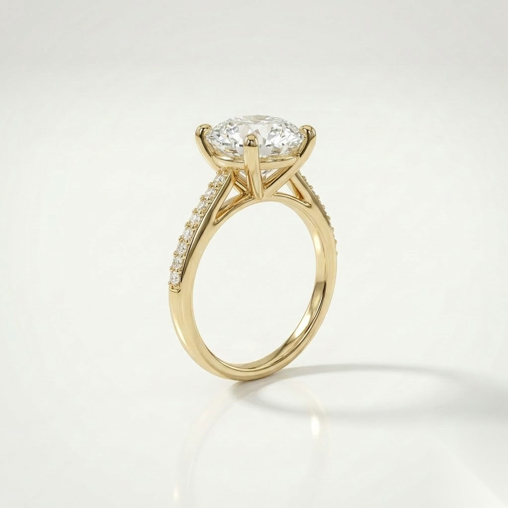3 CT Round Pave Moissanite Engagement Ring