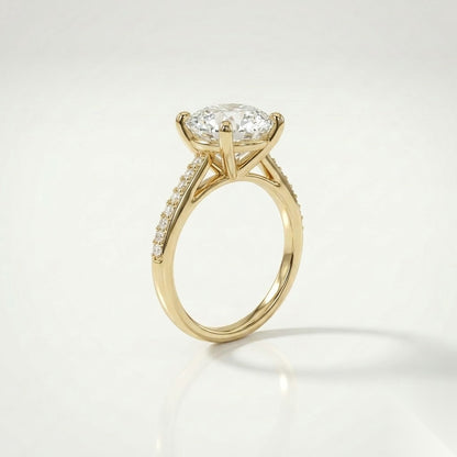 3 CT Round Pave Moissanite Engagement Ring