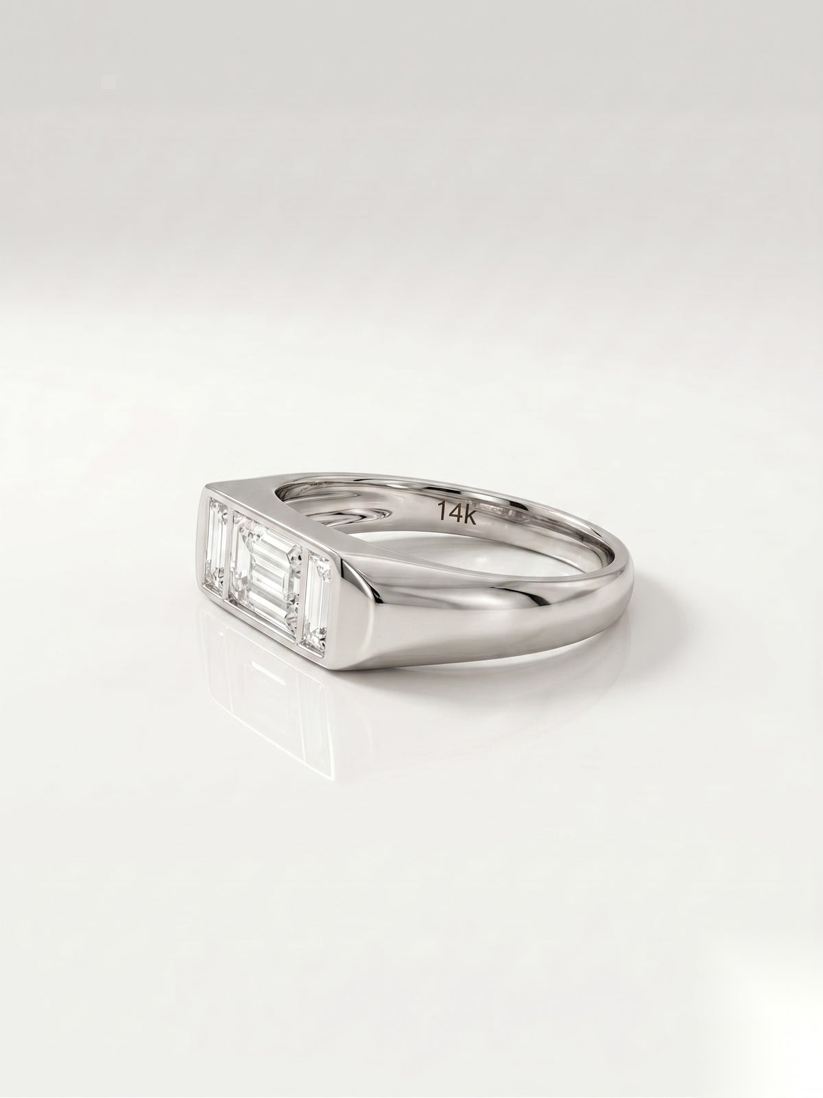 0.65 CT Baguette Three Stone Moissanite Engagement Ring