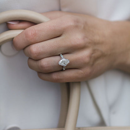 2.1 CT Oval Vintage Pave Moissanite Engagement Ring