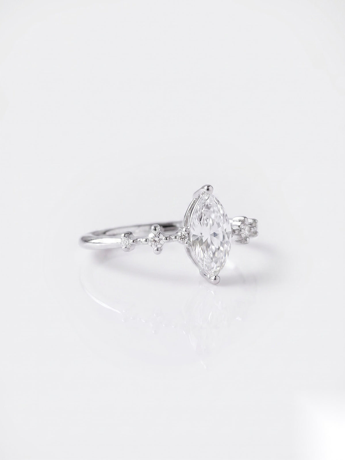 0.5 CT Marquise Dainty Pave Moissanite Engagement Ring