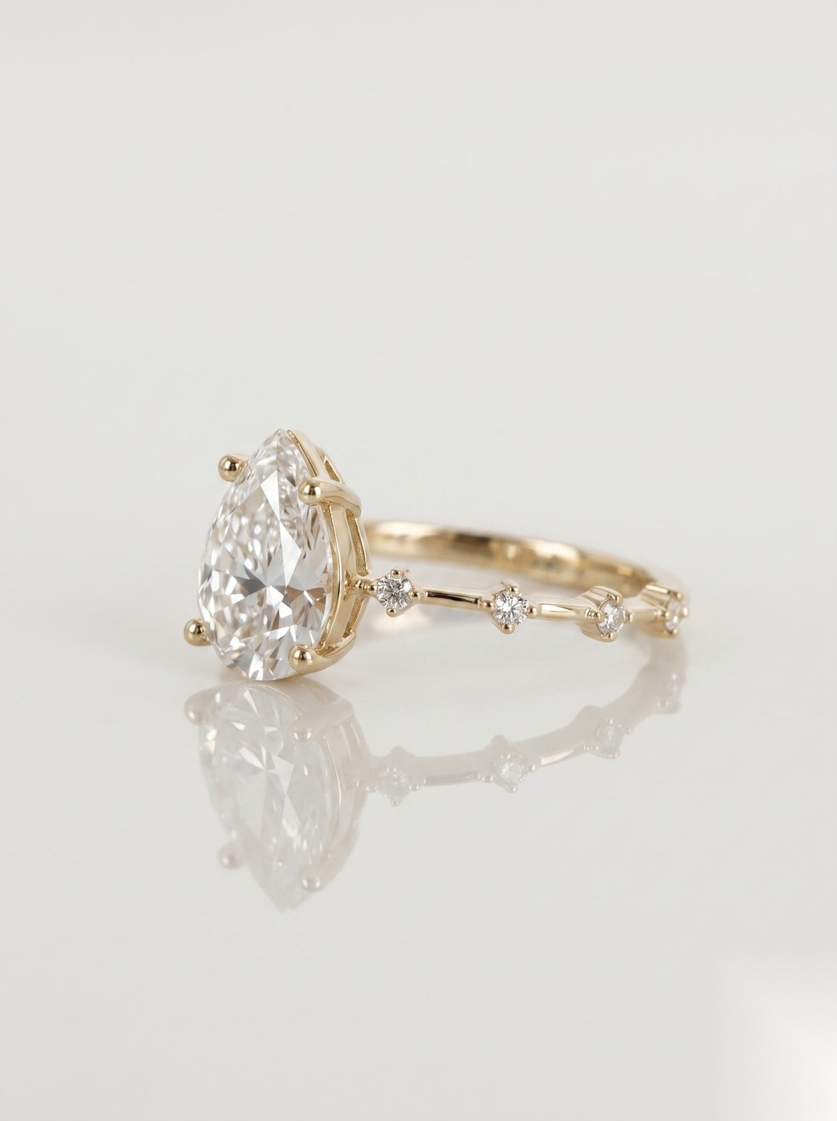 1 CT Pear Dainty Pave Moissanite Engagement Ring