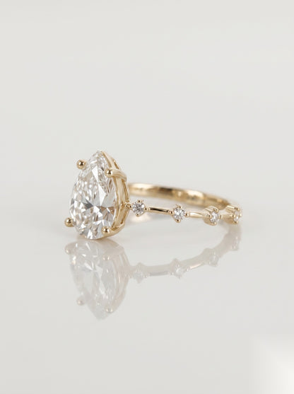 1 CT Pear Dainty Pave Moissanite Engagement Ring