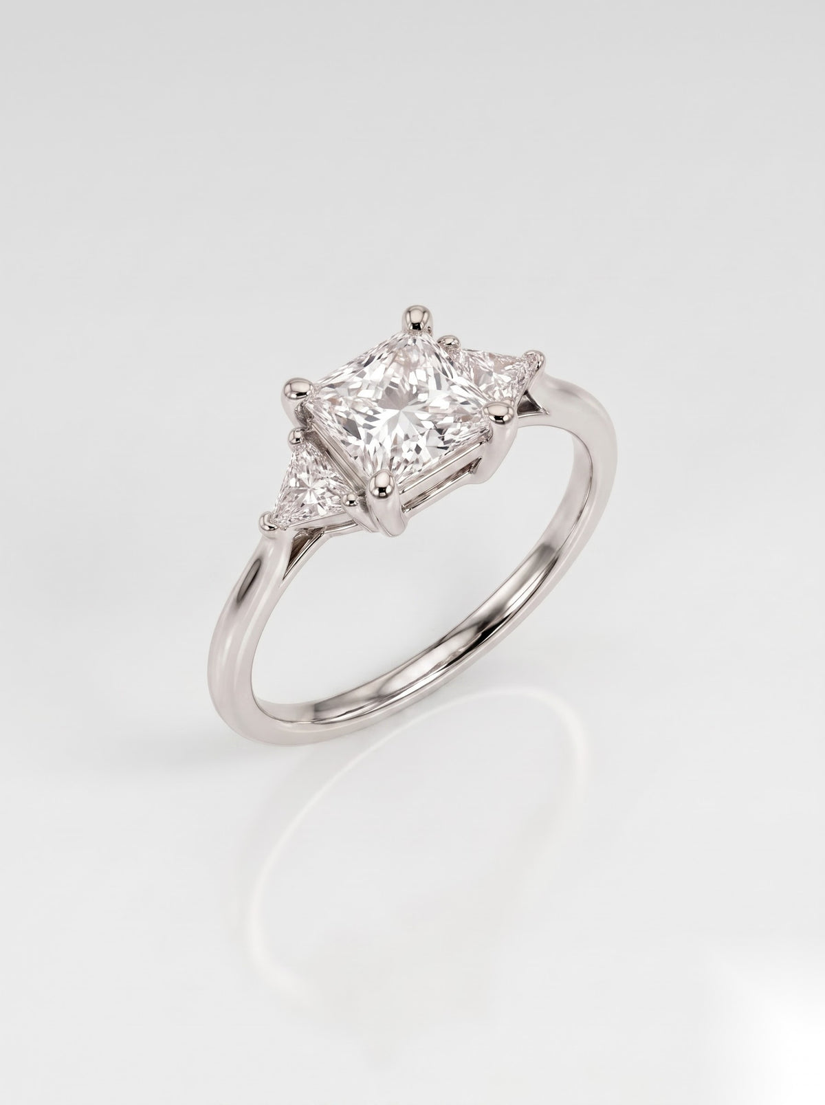 0.5 CT Princess Three Stone Moissanite Engagement Ring