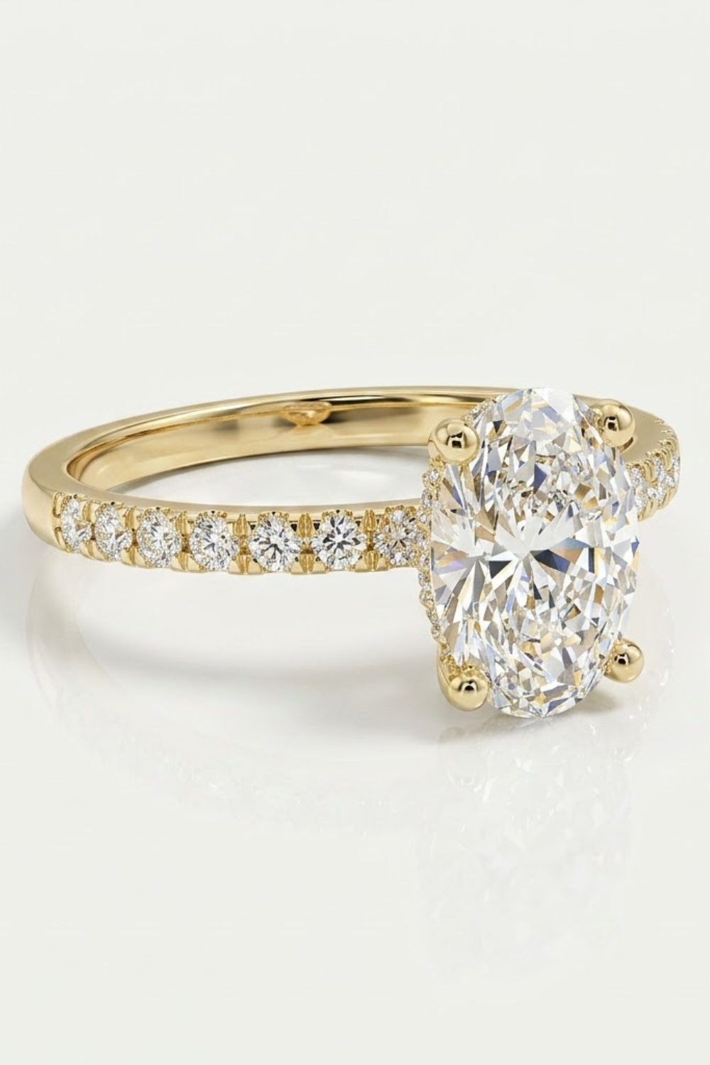 1.5 CT Oval Hidden Halo & Pave Moissanite Engagement Ring
