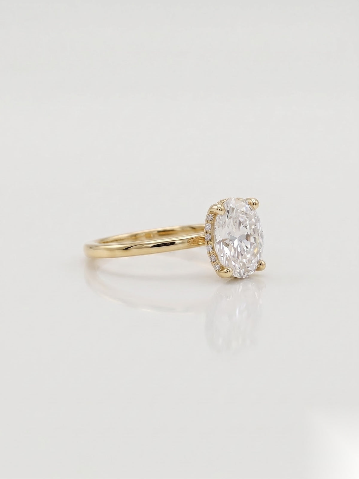 1.5 CT Oval Hidden Halo Moissanite Engagement Ring