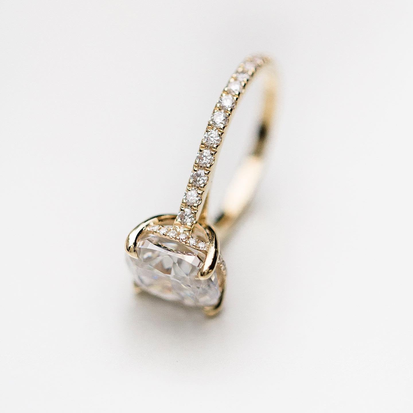 4.65 CT Cushion Hidden Halo & Pave Moissanite Engagement Ring