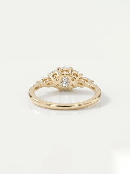 0.5 CT Oval Cluster Moissanite Engagement Ring