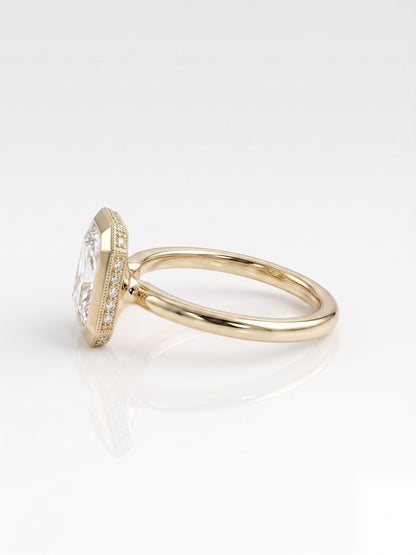 2 CT Radiant Hidden Halo Moissanite Engagement Ring