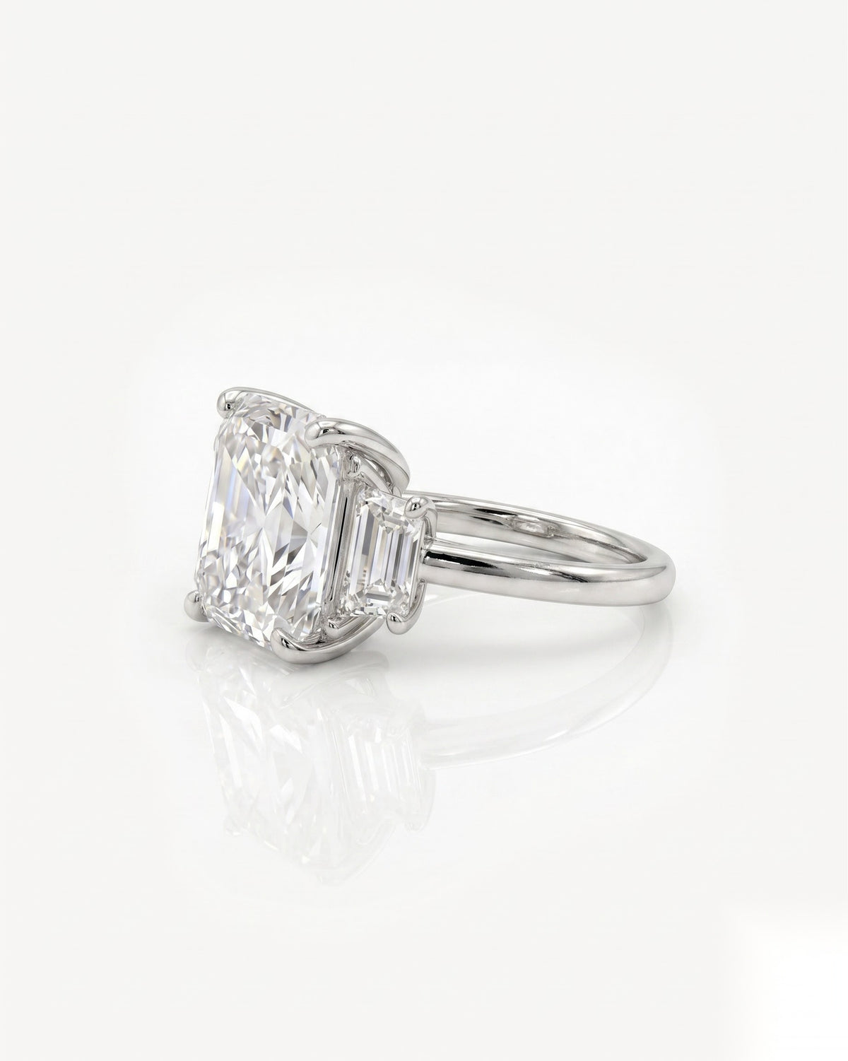 5 CT Radiant Three Stone Moissanite Engagement Ring