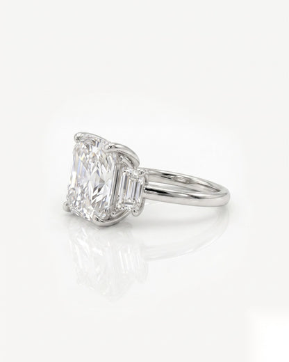 5 CT Radiant Three Stone Moissanite Engagement Ring