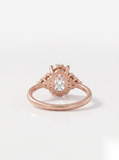 1.5 CT Oval Cluster Moissanite Engagement Ring