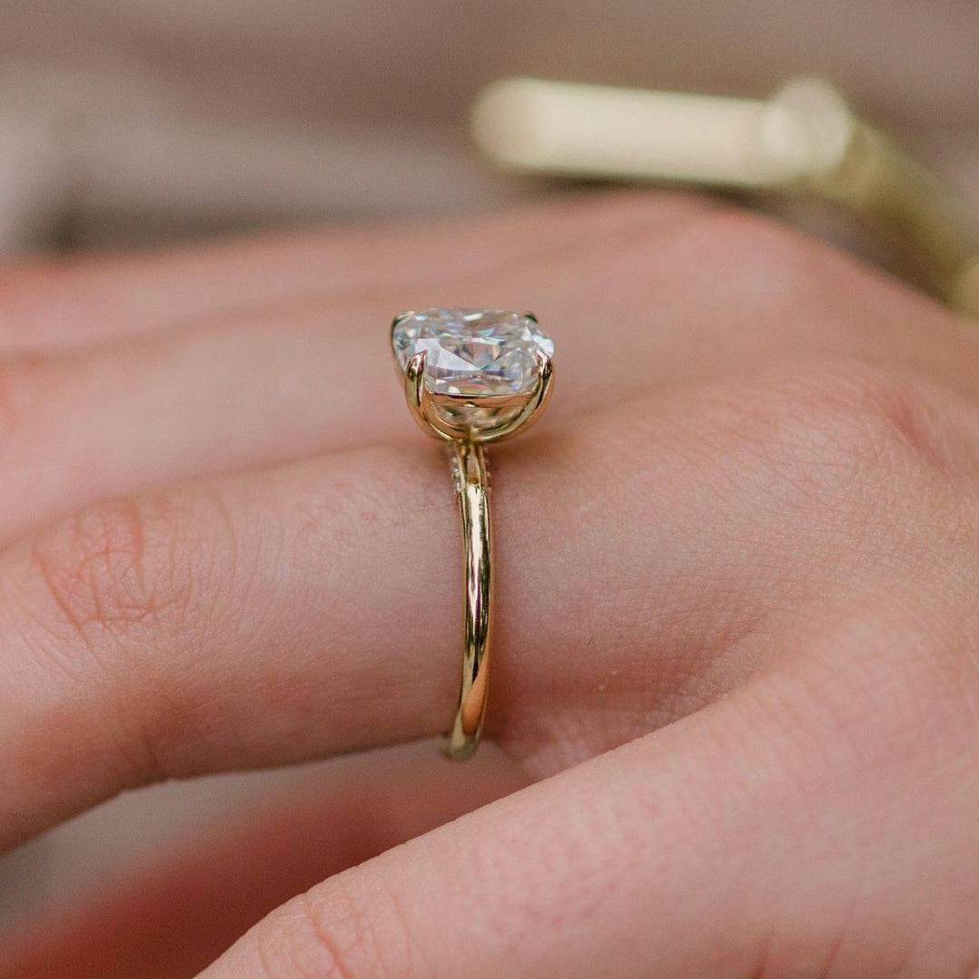 2.8 CT Cushion Hidden Halo Moissanite Engagement Ring