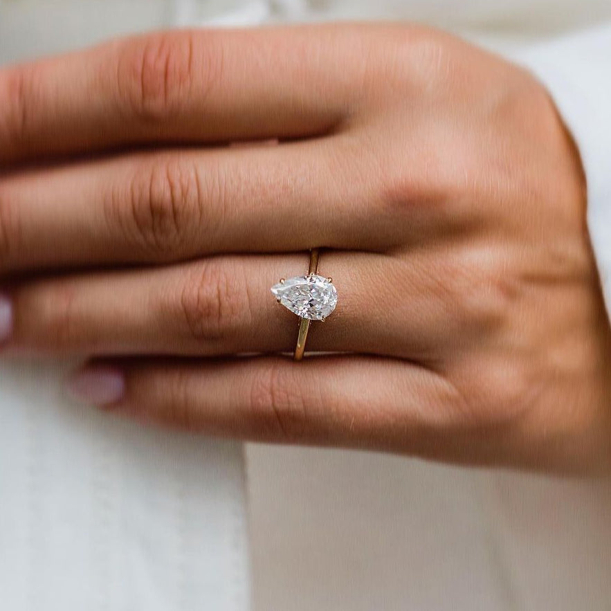 2.35 CT Pear Solitaire Moissanite Engagement Ring
