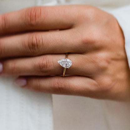 2.35 CT Pear Solitaire Moissanite Engagement Ring