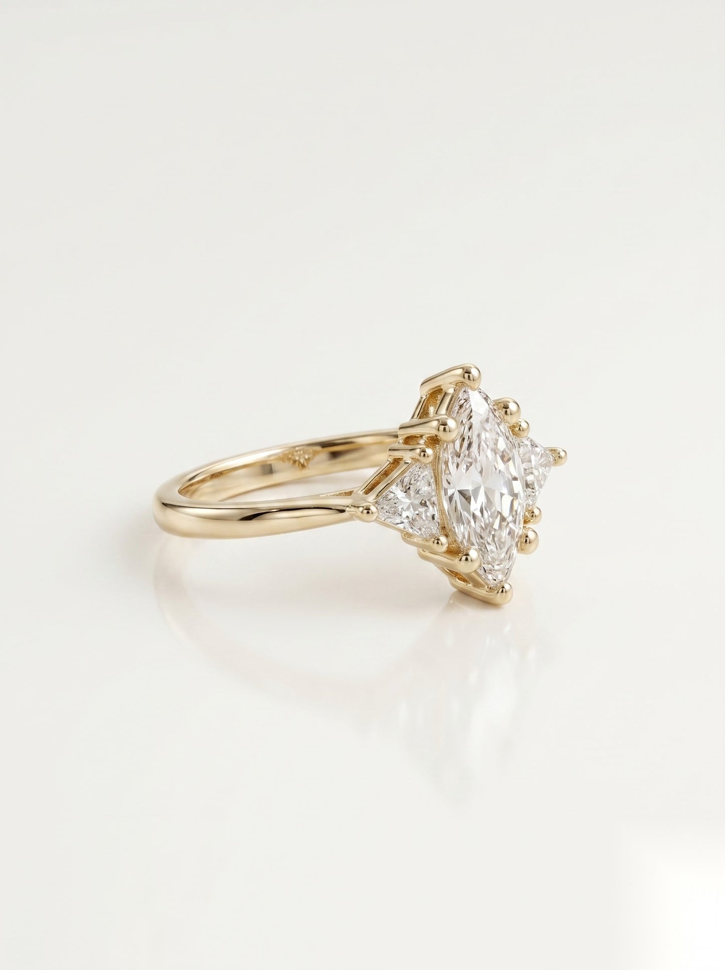 0.5 CT Marquise Three Stone Moissanite Engagement Ring