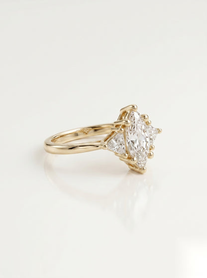 0.5 CT Marquise Three Stone Moissanite Engagement Ring
